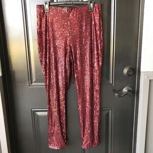 NWT NY&Co Sequin Leggings - Red